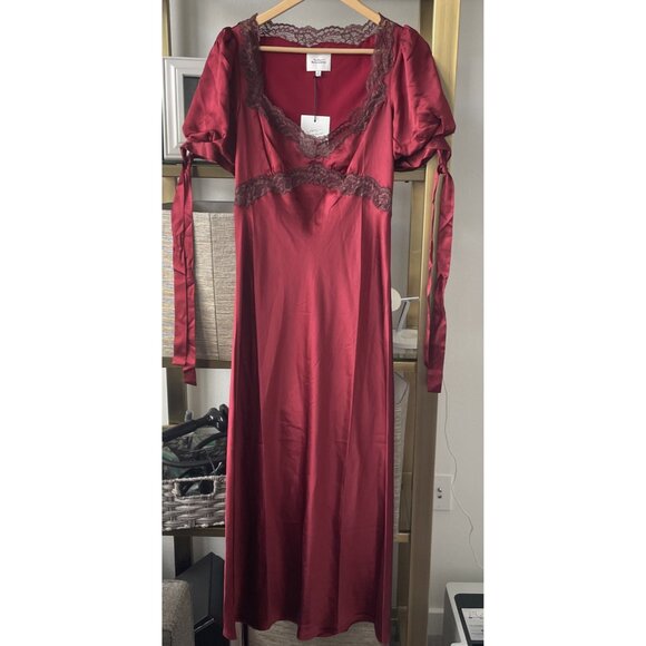 Reformation x Kacey Musgraves Stella Silk Dress Size 4 Crimson Clove Burgundy - Picture 3 of 5
